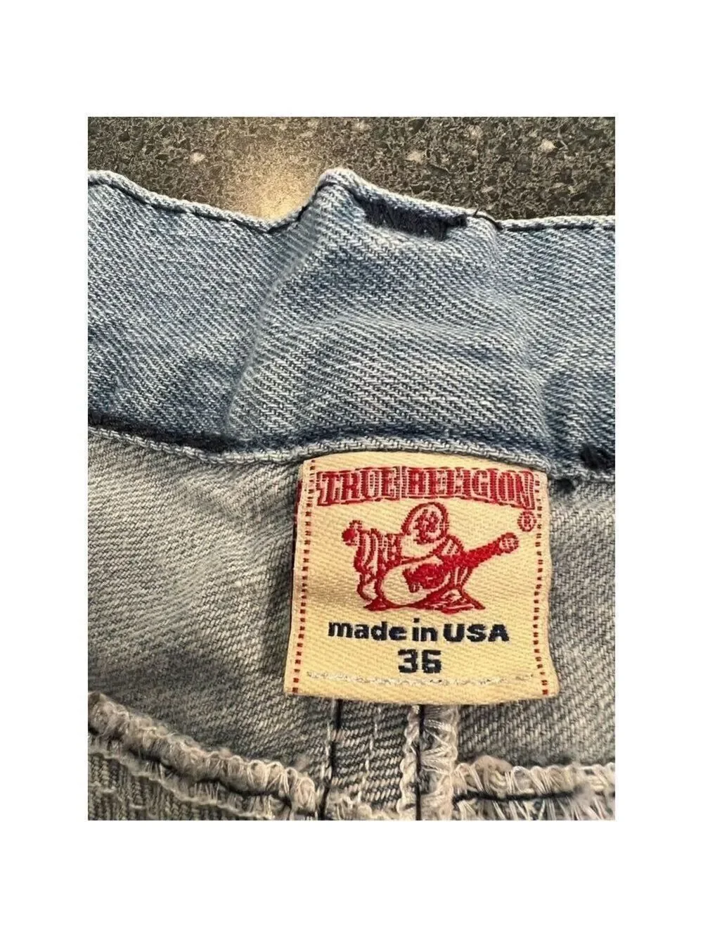 TRUE RELIGION BILLY SUPERT ROW 36 SEAT 33  VINTAGE Made in USA